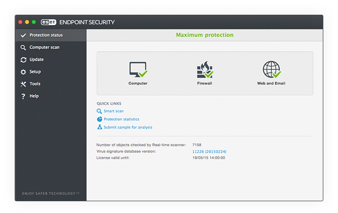 ESET Endpoint Security for OS X - Protection Status